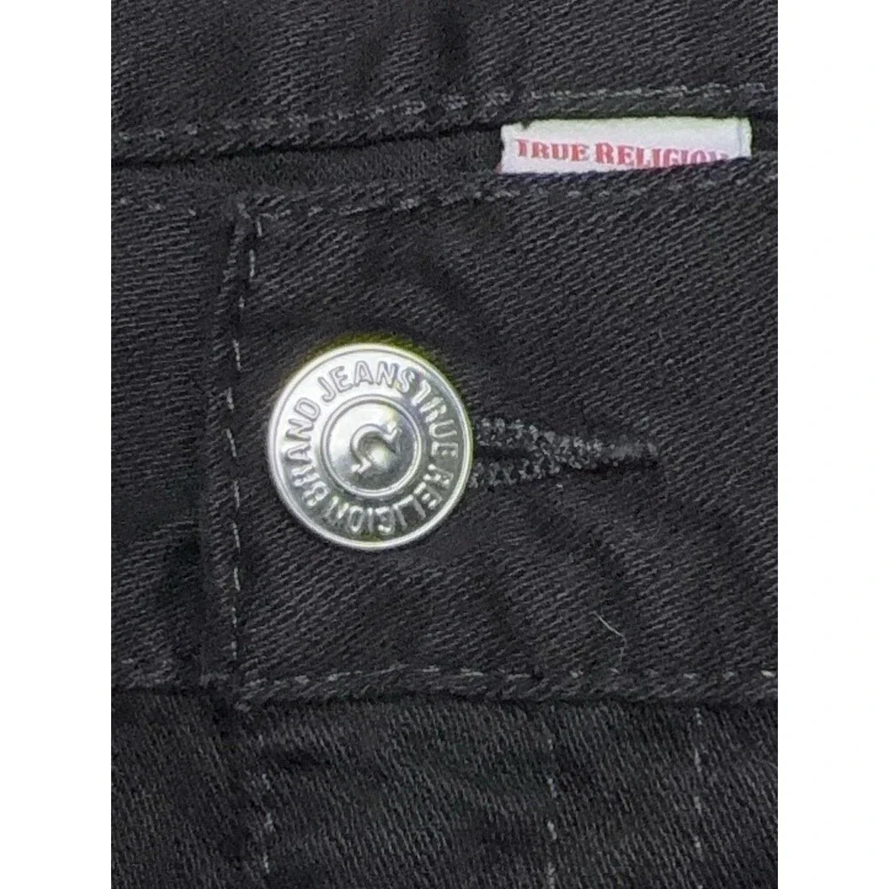 True Religion Mens Black Dark Wash Relaxed Straight Stretch Jeans 5-Pocket 38x30